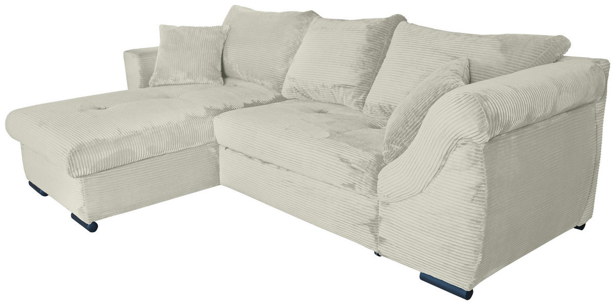 ECKSOFA Creme Cord  - Creme/Schwarz, KONVENTIONELL, Textil/Metall (168/258cm) - Carryhome