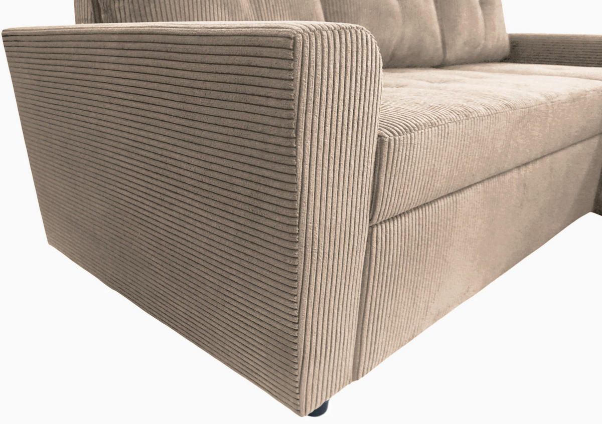 ECKSOFA in Cord Taupe  231/155 cm  - Taupe/Schwarz, Design, Kunststoff/Textil (231/155cm) - MID.YOU