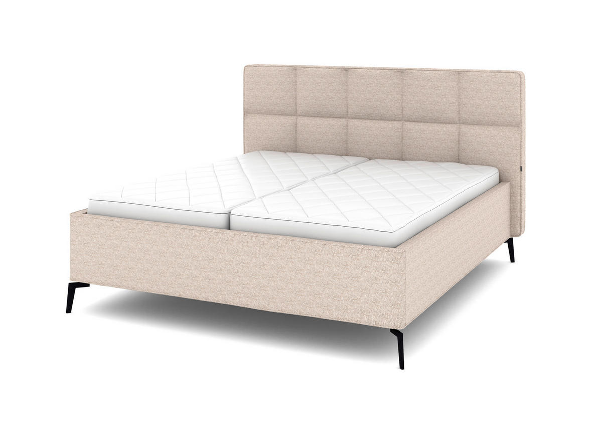 POLSTERBETT Bettkasten, motorische Verstellbarkeit, Fernbedienung, Lattenroste, Matratzen 180/200 cm  in Beige  - Beige/Schwarz, KONVENTIONELL, Holz/Textil (180/200cm) - Musterring