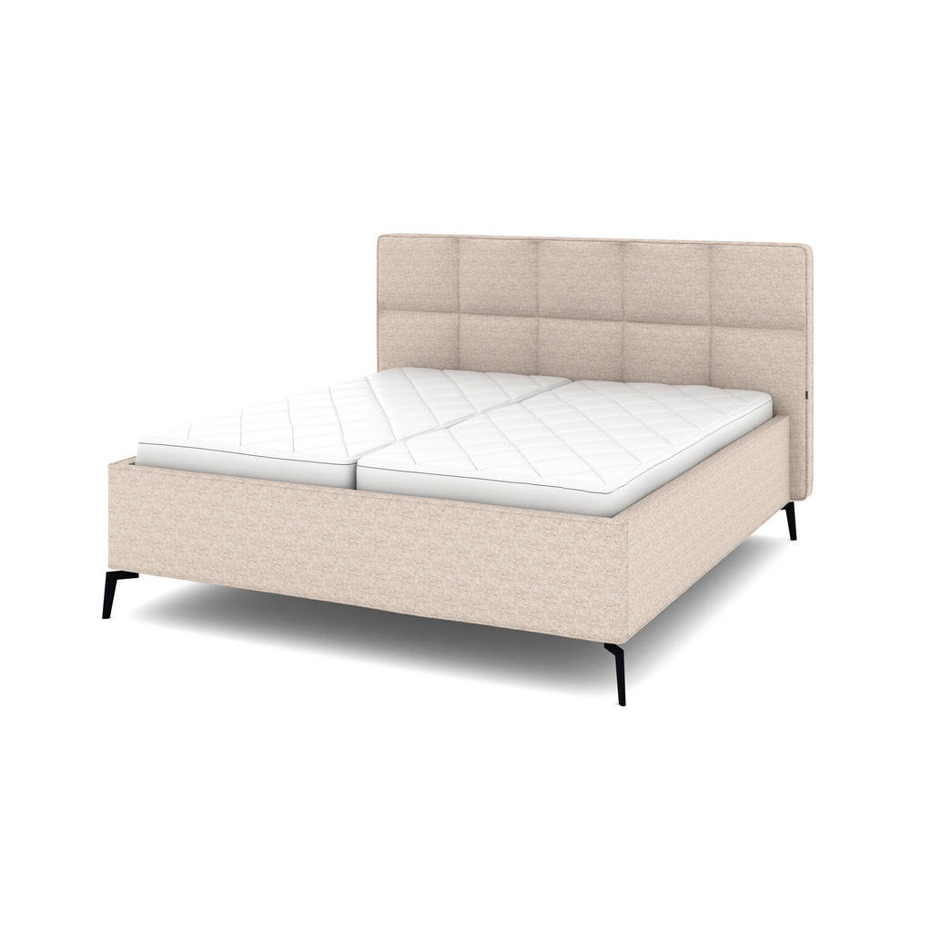 Thumbnail - Musterring Polsterbett, Beige, Textil, Buche, massiv, H2 + H3, Höhe ca. 21 cm, 180x200 cm, Reach, gepolstertes Kopfteil,...