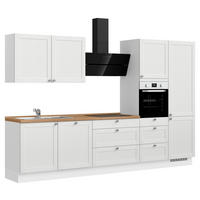 KÜCHENBLOCK Frame 330 cm  in Weiß, Eichefarben  - Edelstahlfarben/Eichefarben, MODERN, Holzwerkstoff/Metall (330cm) - Nobilia