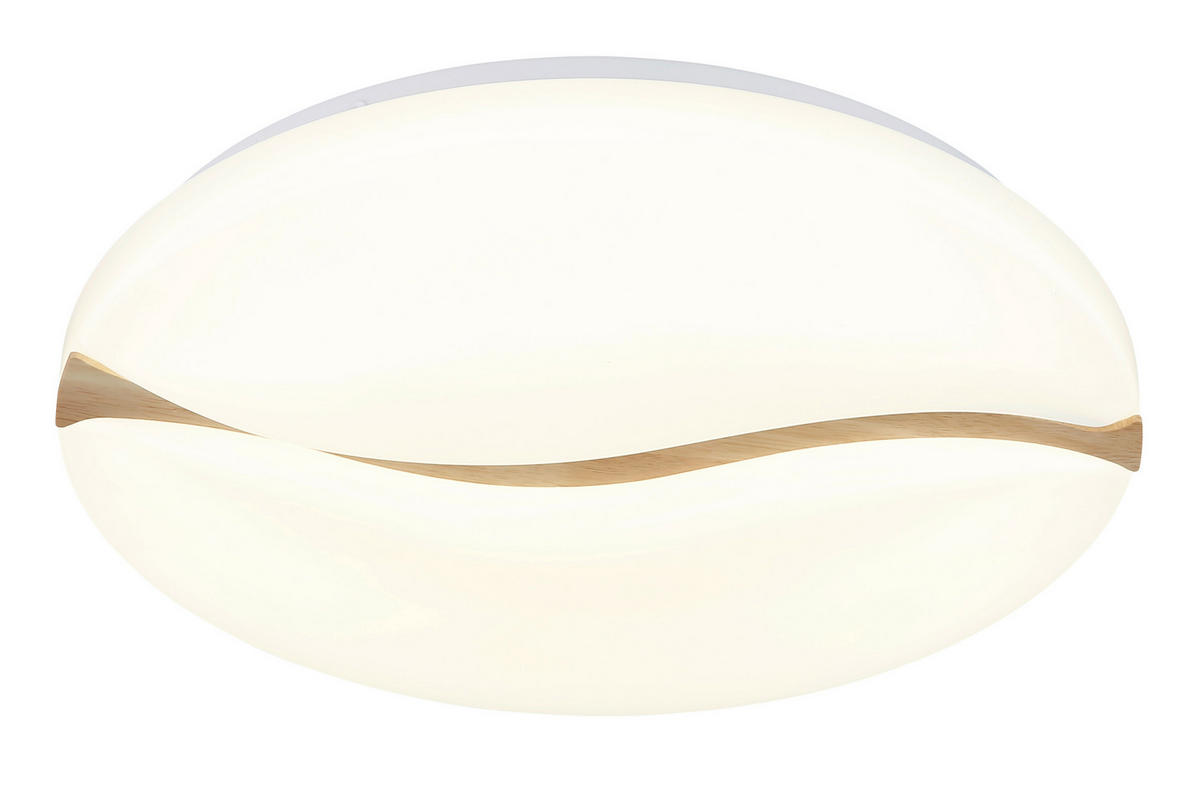 STROPNÍ LED SVÍTIDLO, 33/7 cm  - bílá/hnědá, Basics, kov/dřevo (33/7cm) - Globo