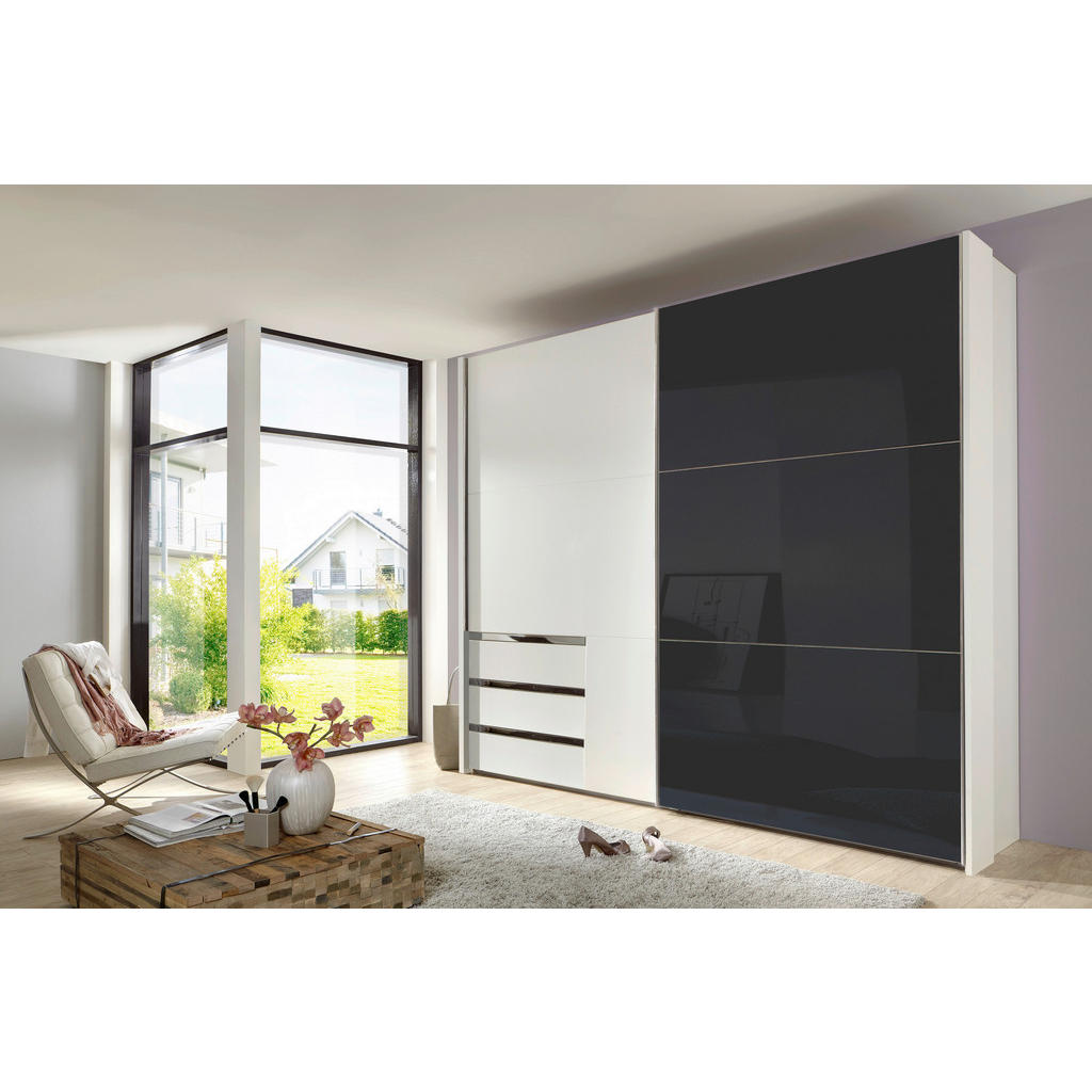 Thumbnail - Mid.you Schwebetürenschrank Wimex Level 36C, Grau, Weiß, Holzwerkstoff, 3 Fächer, 3 Schubladen, 250x216x65 cm, BQ - Bünd...