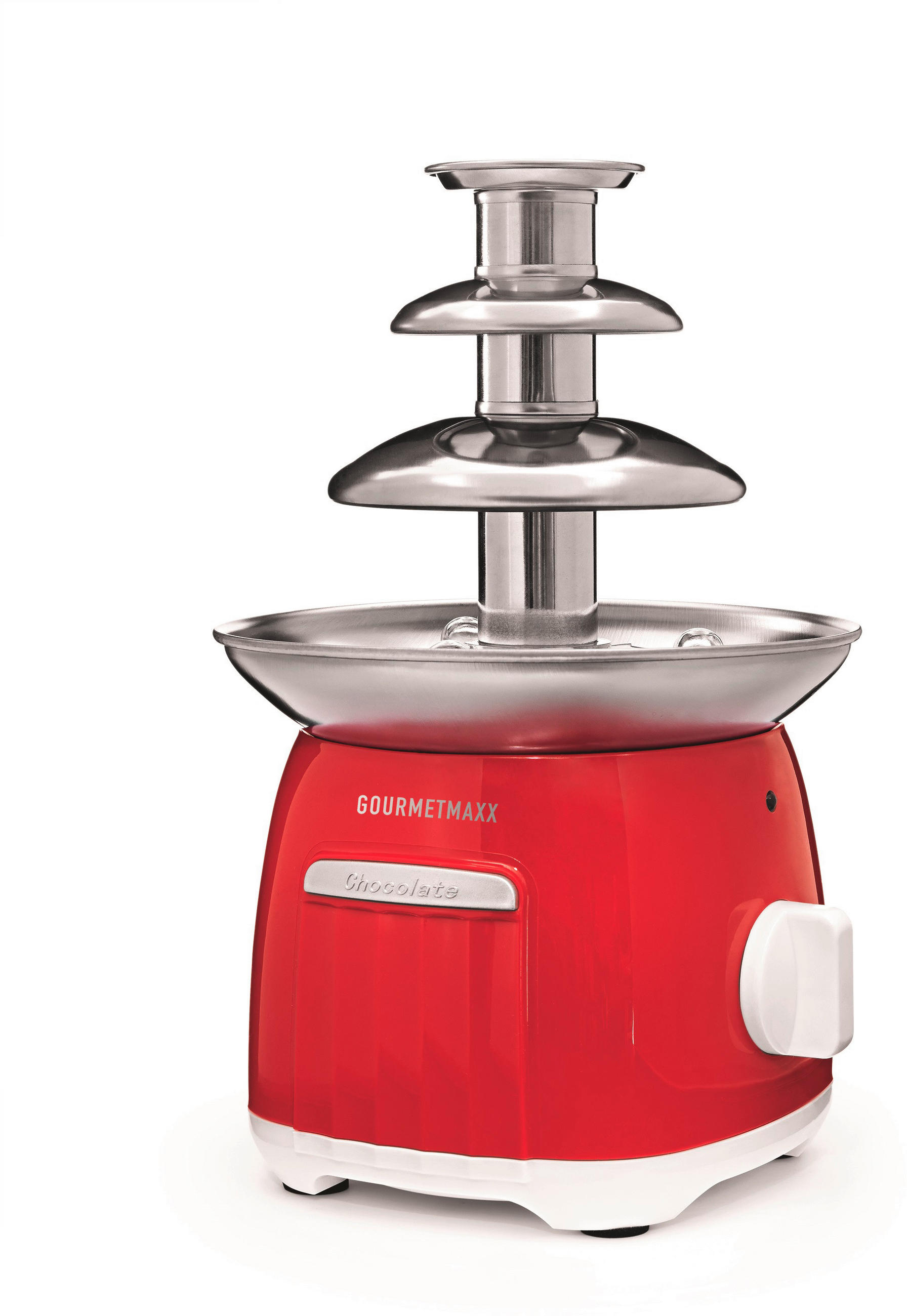 SCHOKOLADENBRUNNEN Retro  - Rot/Weiß, Basics, Kunststoff/Metall (15/15/23cm) - GOURMETMAXX