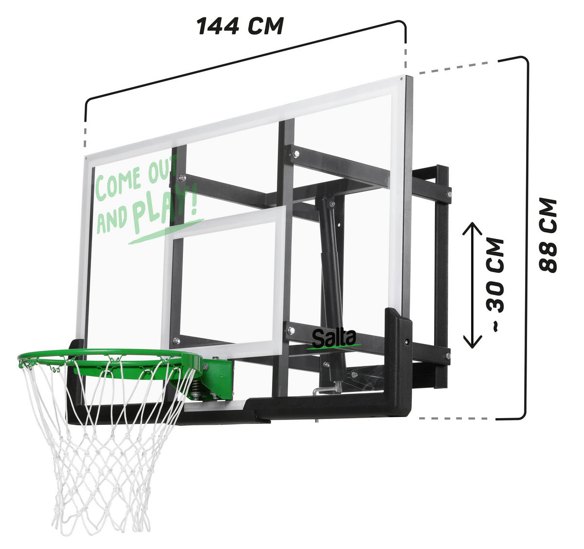 BASKETBALLSTÄNDER - Transparent/Schwarz, KONVENTIONELL, Kunststoff/Metall (83/204-254/130cm) - Salta
