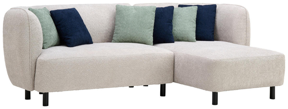 SEDEŽNA GARNITURA, šenilja bež  - črna/zelena, Design, tekstil/les (236/148cm) - Lomoco
