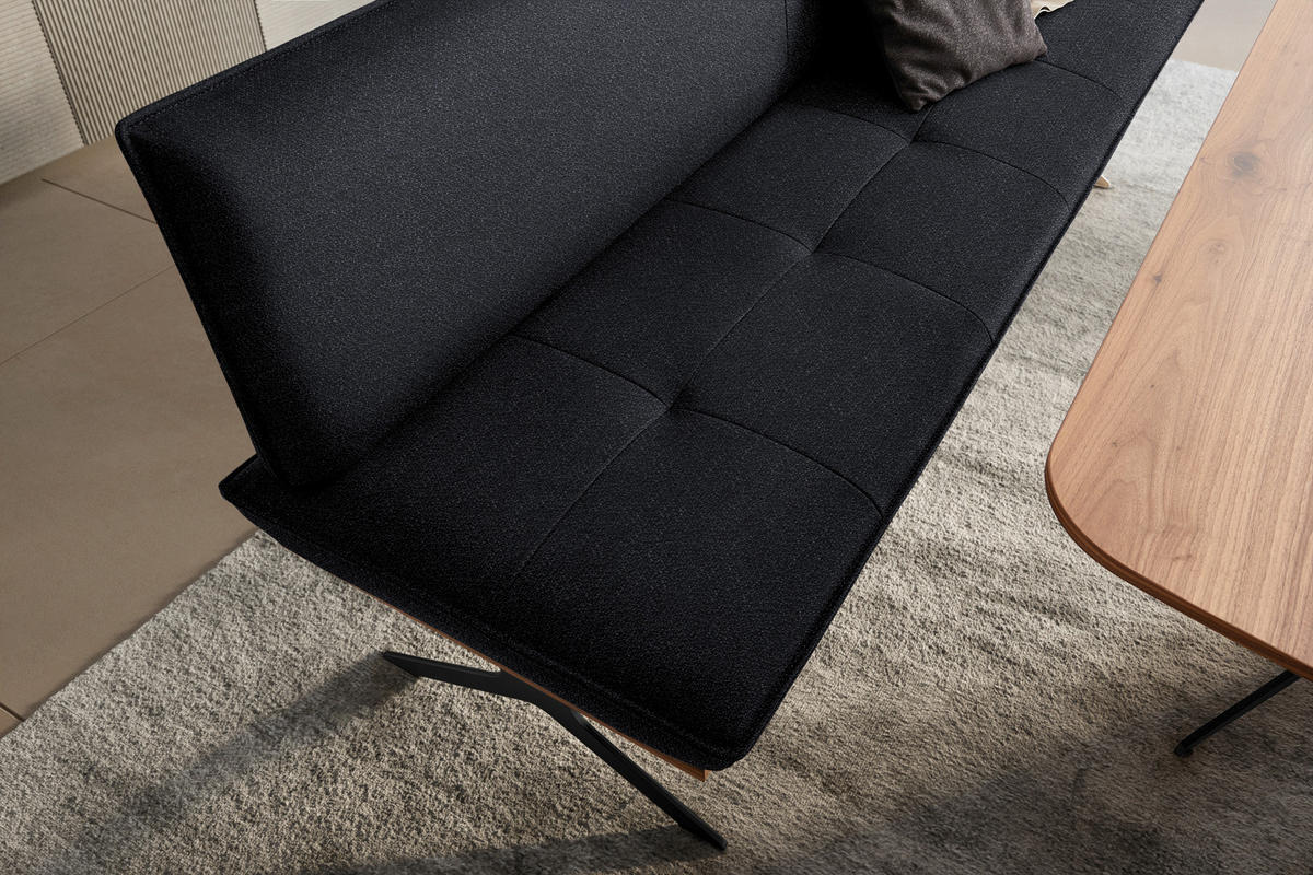 SITZBANK in Holz, Textil Schwarz, Nussbaumfarben, Dunkelblau  - Nussbaumfarben/Schwarz, Design, Holz/Textil (194/88/66cm) - Koinor