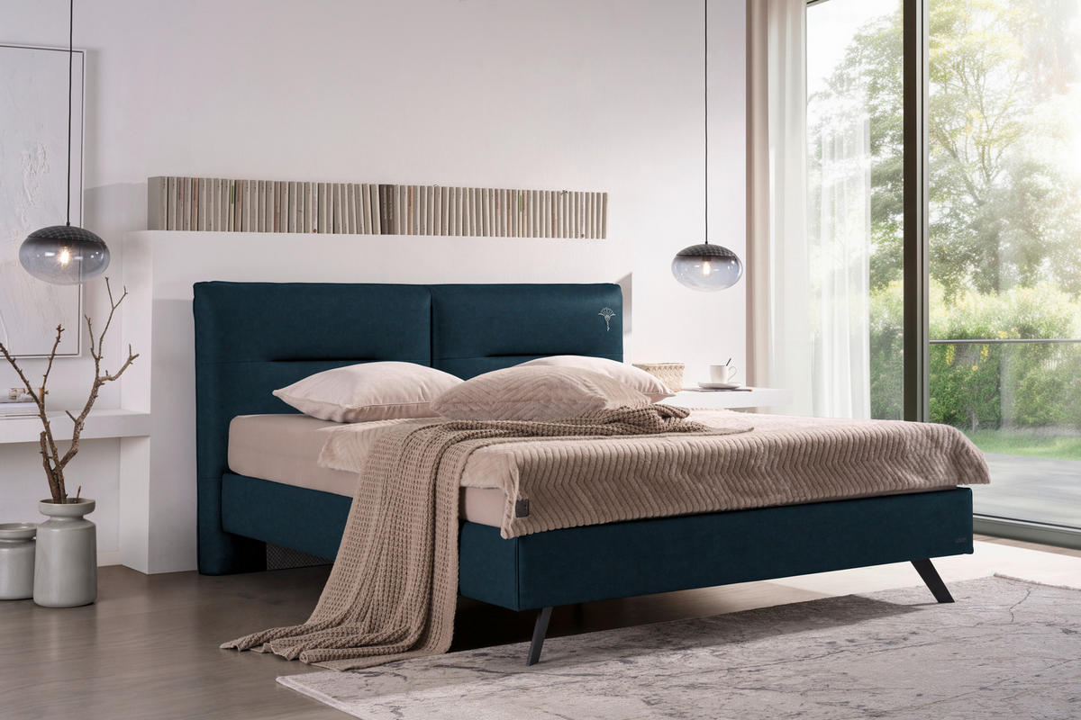 POLSTERBETT Blau 160/200 cm  - Blau/Schwarz, Design, Textil/Metall (160/200cm) - Joop!