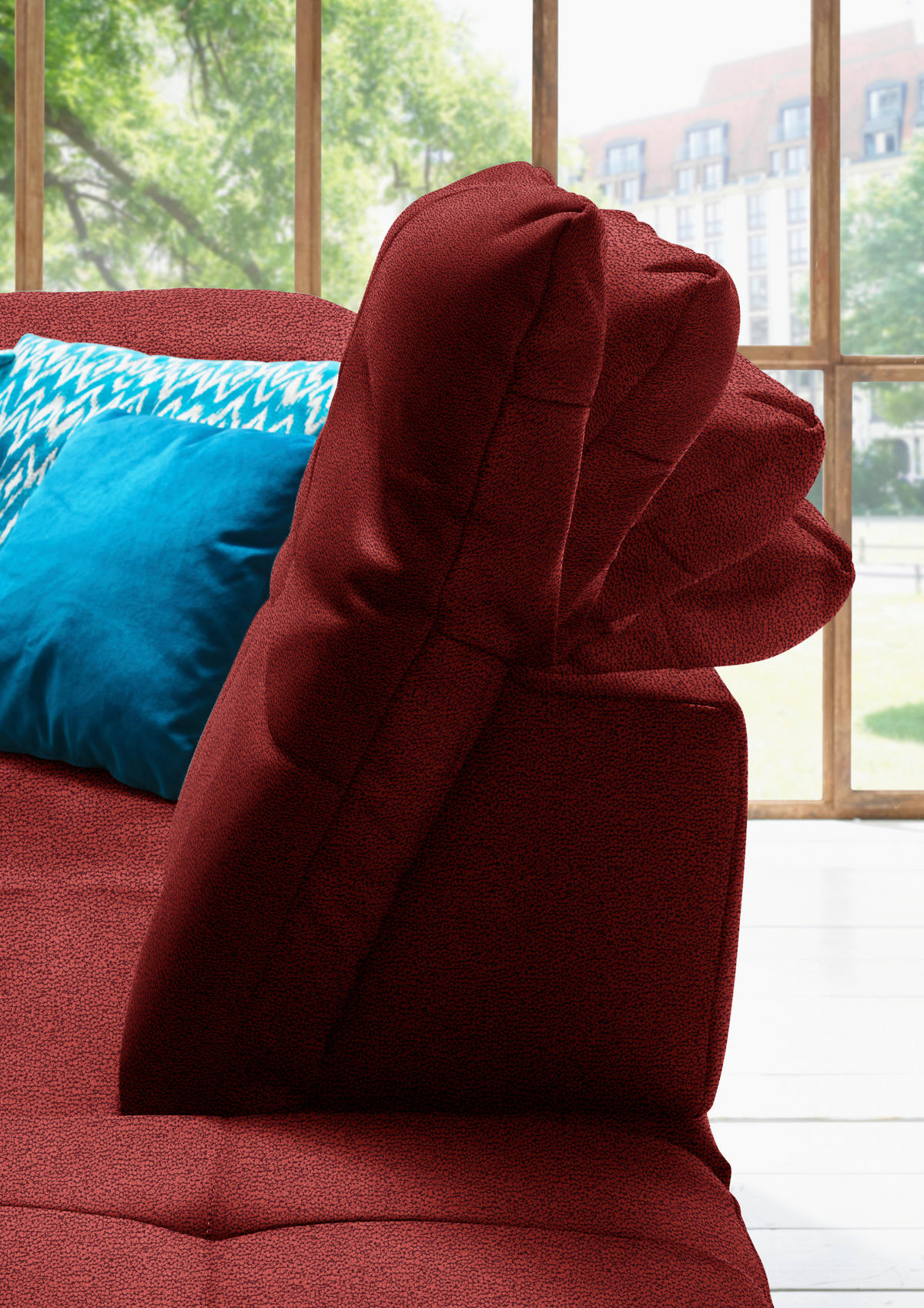 WOHNLANDSCHAFT Mikrofaser Dunkelrot  - Chromfarben/Dunkelrot, Design, Textil (195/371/260cm) - Beldomo Style