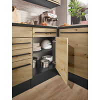 ECKUNTERSCHRANK 115/90/60 cm  in Eiche Artisan  - Schwarz/Eiche Artisan, Basics, Holzwerkstoff/Kunststoff (115/90/60cm) - P & B