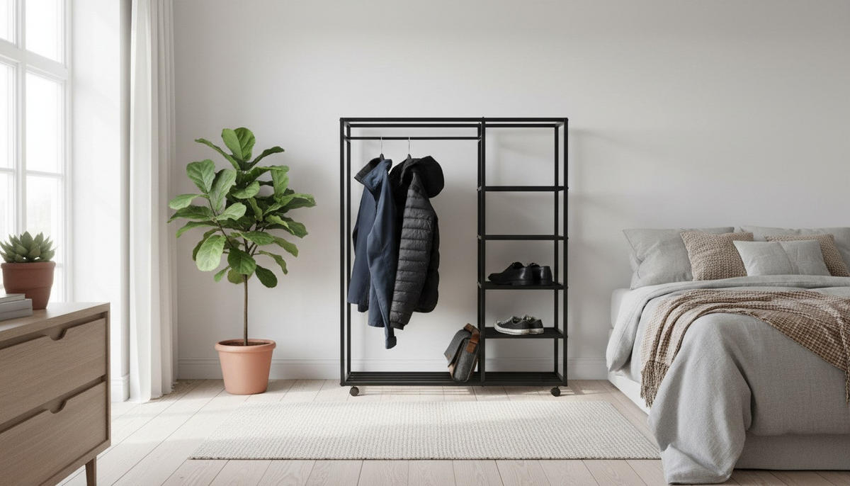 KLEIDERWAGEN in Schwarz 100/140/35 cm   - Schwarz, Basics, Kunststoff/Metall (100/140/35cm)