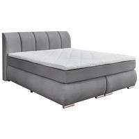 BOXSPRINGBETT 180/200 cm  in Grau  - Chromfarben/Schwarz, KONVENTIONELL, Kunststoff/Textil (180/200cm) - Boxxx
