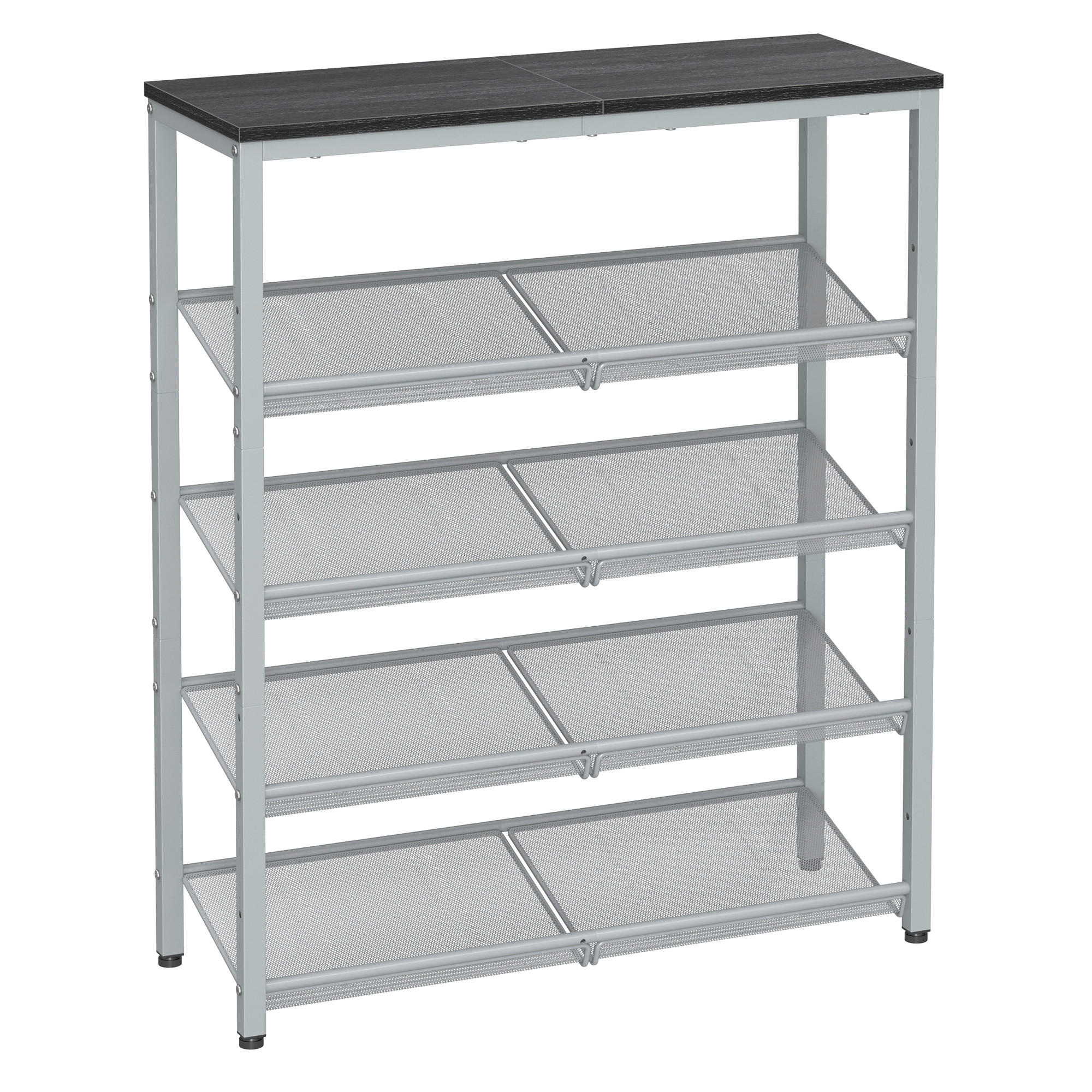 MID.YOU SCHUHREGAL Grau, Silber 75cm × 28cm × 93cm