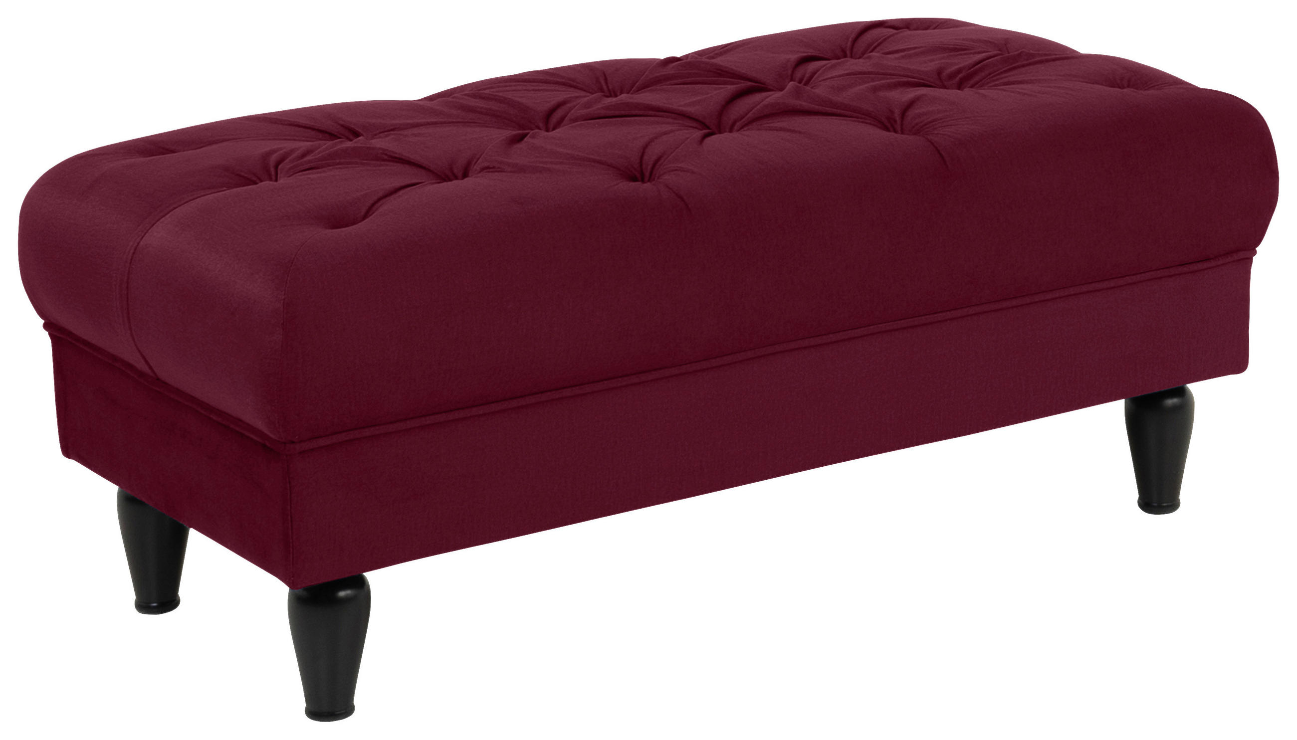 HOCKER Velours Rot  - Rot/Schwarz, Design, Holz/Textil (110/44/56cm) - MID.YOU