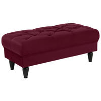 HOCKER Velours Rot  - Rot/Schwarz, Design, Holz/Textil (110/44/56cm) - MID.YOU
