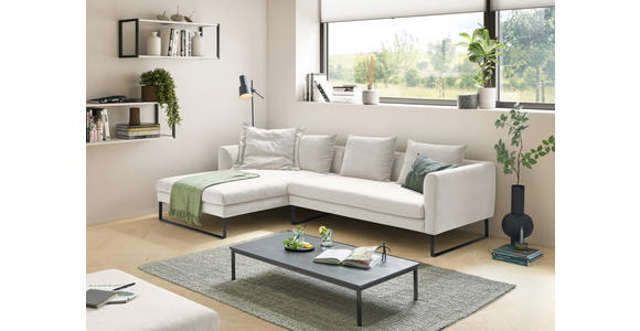 ECKSOFA  in Feincord Weiß  178/284 cm  - Schwarz/Weiß, KONVENTIONELL, Textil/Metall (178/284cm) - Hom`in