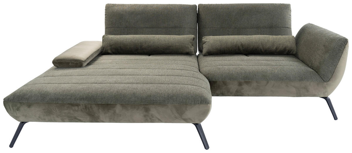 ECKSOFA in Webstoff Olivgrün  - Schwarz/Olivgrün, Konventionell, Textil/Metall (191/273cm) - Carryhome