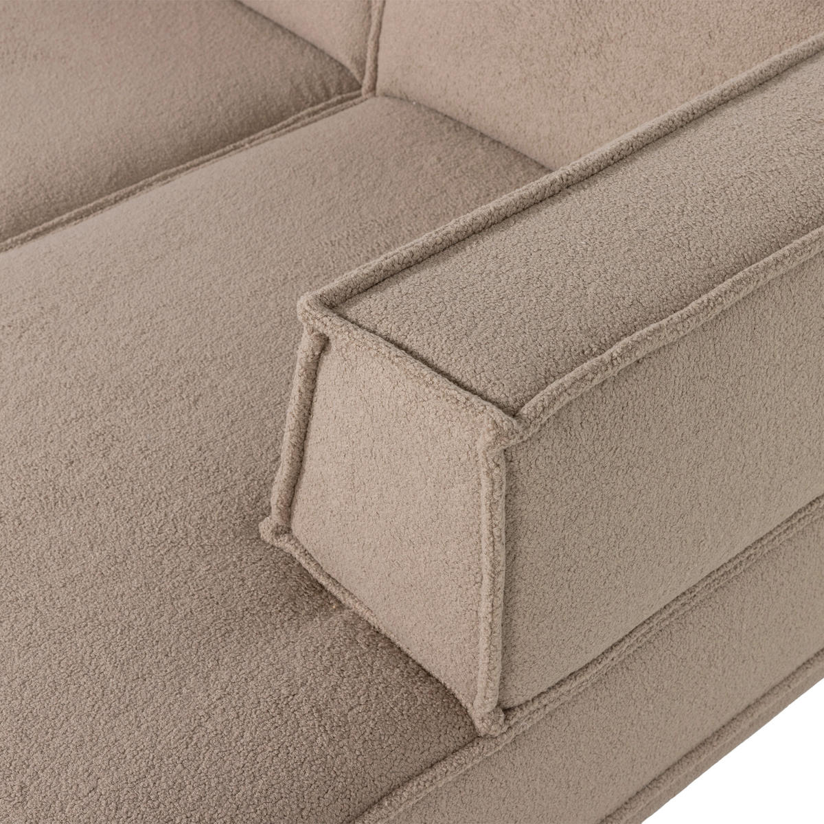 ECKSOFA Manu Taupe Teddystoff  - Taupe/Schwarz, MODERN, Kunststoff/Textil (286/160cm) - Livetastic