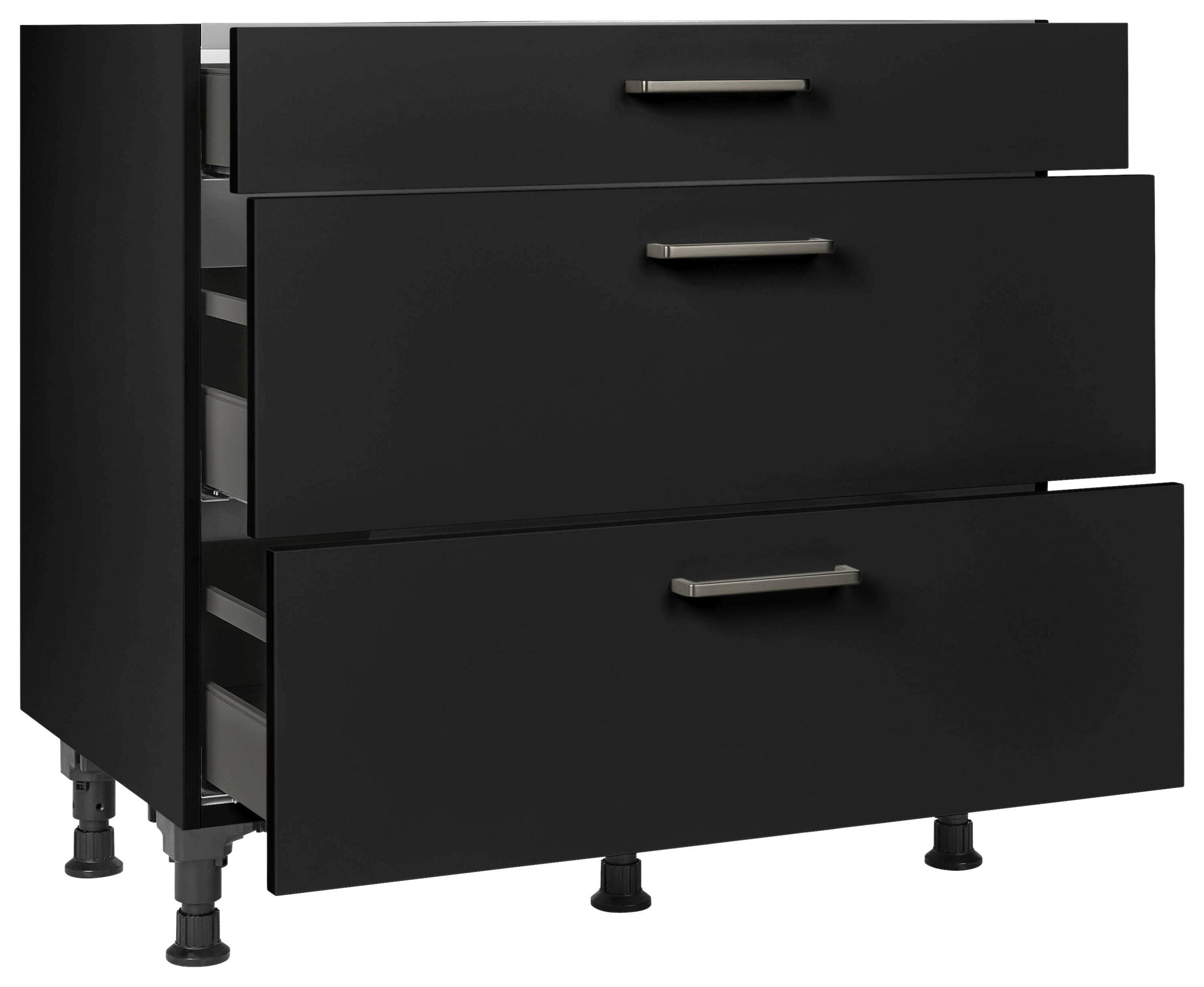 KOCHFELDUMBAUSCHRANK 90/87/56 cm  in Schwarz  - Edelstahlfarben/Schwarz, MODERN, Holzwerkstoff/Metall (90/87/56cm) - Nobilia