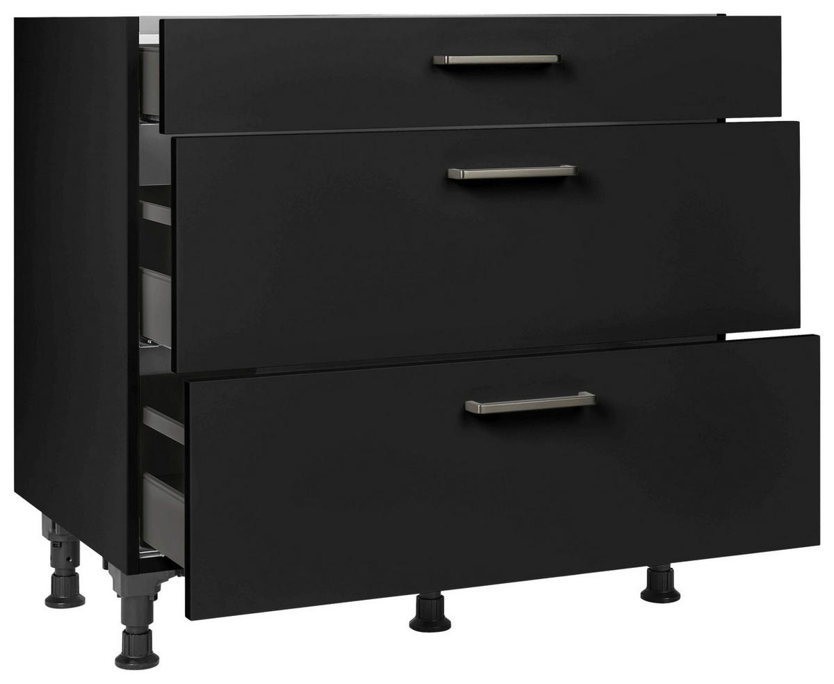 KOCHFELDUMBAUSCHRANK 90/87/56 cm  in Schwarz  - Edelstahlfarben/Schwarz, MODERN, Holzwerkstoff/Metall (90/87/56cm) - Nobilia