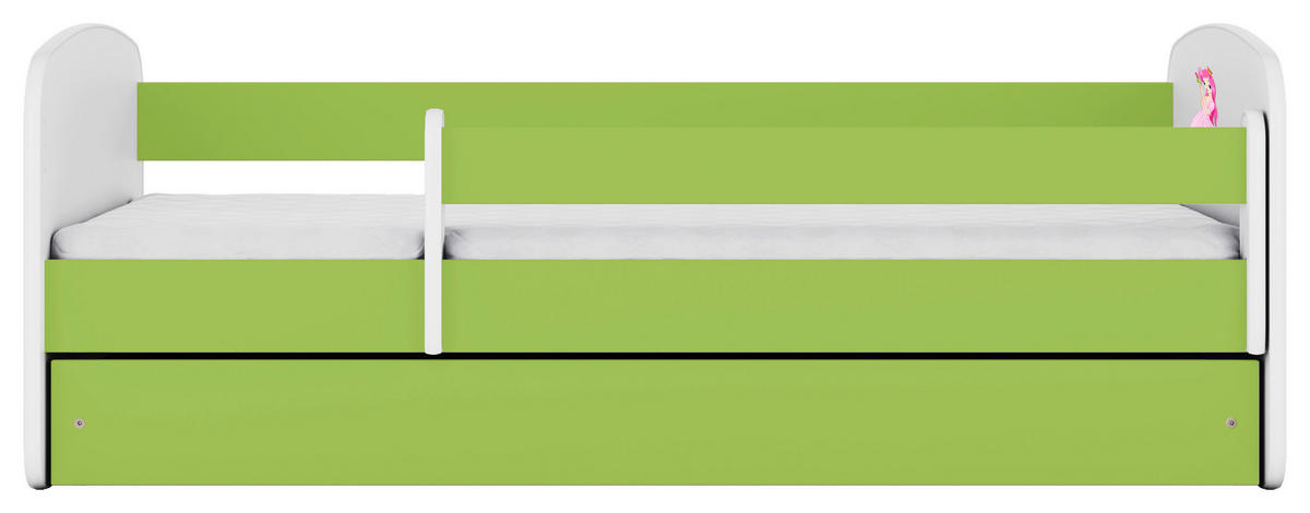 KINDER-/JUNIORBETT 80/160 cm  in Grün, Weiß  - Birkefarben/Weiß, MODERN, Holz/Holzwerkstoff (80/160cm) - MID.YOU