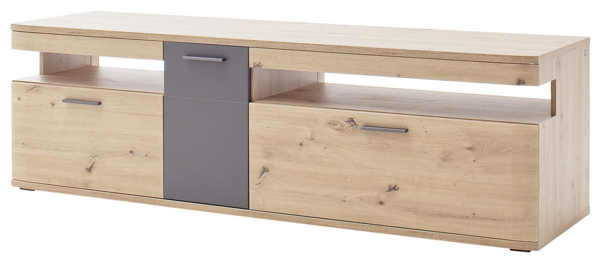 TV-ELEMENT  in 180/55/50 cm  - Eichefarben/Anthrazit, Design, Holzwerkstoff/Metall (180/55/50cm) - Livetastic