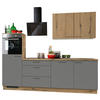 KÜCHENBLOCK 270 cm   in Anthrazit, Eichefarben  - Eichefarben/Anthrazit, KONVENTIONELL, Holzwerkstoff/Metall (270cm) - Welnova