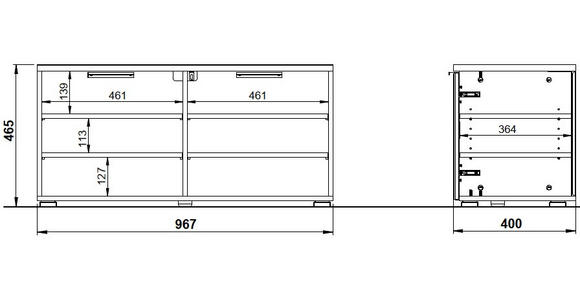 GARDEROBE 5-teilig in 200/197/40 cm - Kaschmir/Eichefarben, Design, Glas/Holzwerkstoff (200/197/40cm) - Voleo