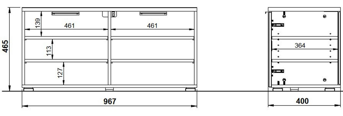 GARDEROBE 6-teilig  in 265/197/19 cm  - Kaschmir/Eichefarben, Design, Glas/Holzwerkstoff (265/197/19cm) - Voleo