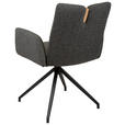 ARMLEHNSTUHL  Sitzfläche 360° drehbar, automatische Rückholfunktion Bouclé Echtleder  - Anthrazit/Schwarz, Design, Leder/Holz (62/87/63cm) - Valnatura