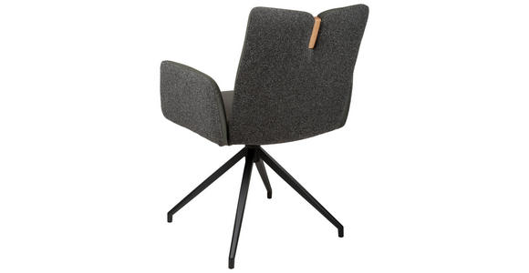 ARMLEHNSTUHL  Sitzfläche 360° drehbar, automatische Rückholfunktion Bouclé Echtleder  - Anthrazit/Schwarz, Design, Leder/Holz (62/87/63cm) - Valnatura