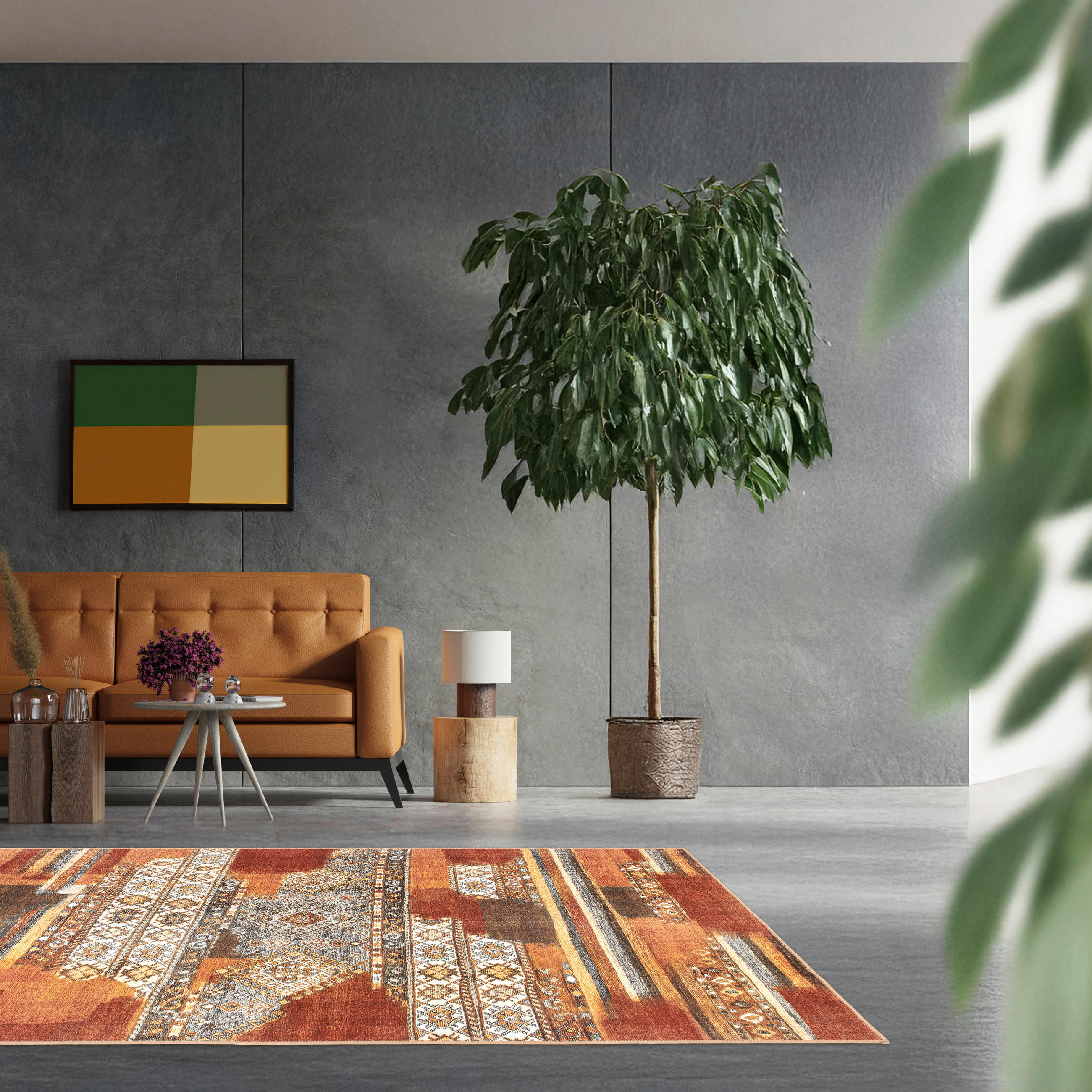 VINTAGE-TEPPICH 160/230 cm CORTEA MYFAR Nickelfarben, Greige, Cognac  - Greige/Cognac, Design, Kunststoff/Textil (160/230cm) - Lindorug