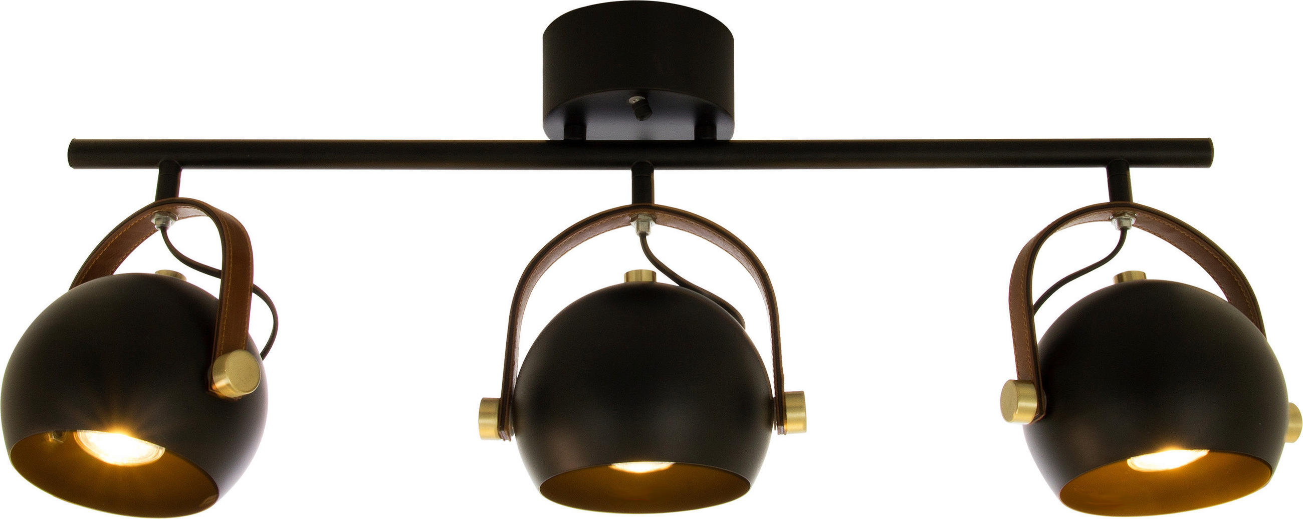 TAKLAMPA  - brun/mässingsfärgad, Design, metall/textil (76/32/15cm)
