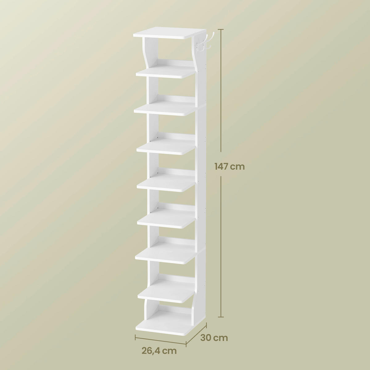 SCHUHREGAL Weiß  - Weiß, Trend, Holzwerkstoff (26,4/147/30cm) - Boxxx