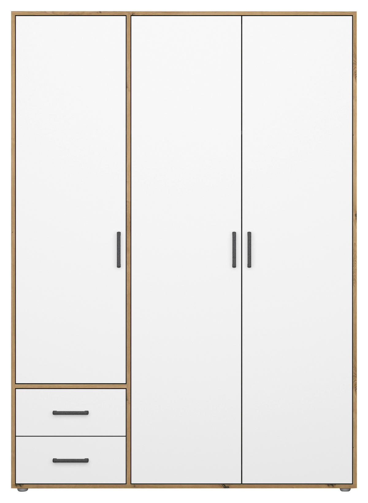GARDEROB MED GÅNGJÄRN 140/194/53 cm 3-dörrar - vit/grå, Modern, trämaterial/plast (140/194/53cm) - Rauch Möbel