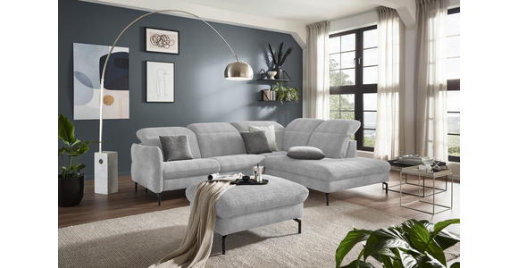 ECKSOFA in Flachgewebe Hellgrau 299-313/233 cm - Hellgrau/Schwarz, Design, Textil/Metall (299-313/233cm) - Dieter Knoll