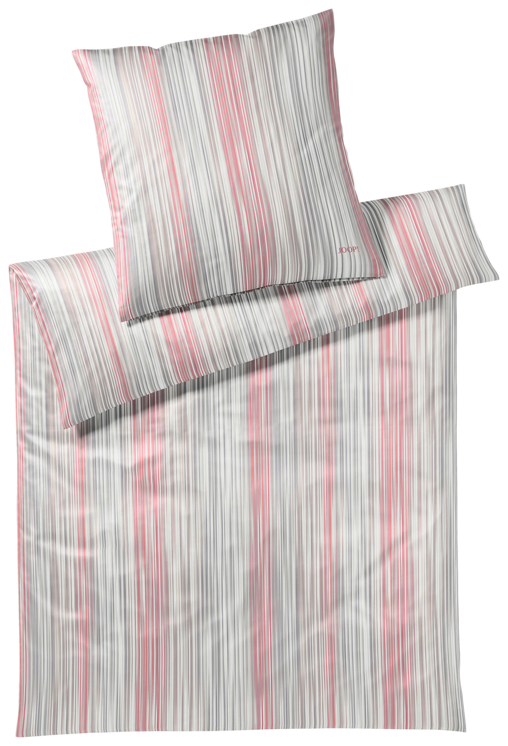 BETTWÄSCHE Pinstripe Makosatin 200/200 cm  - Rot/Silberfarben, Basics, Textil (200/200cm) - Joop!