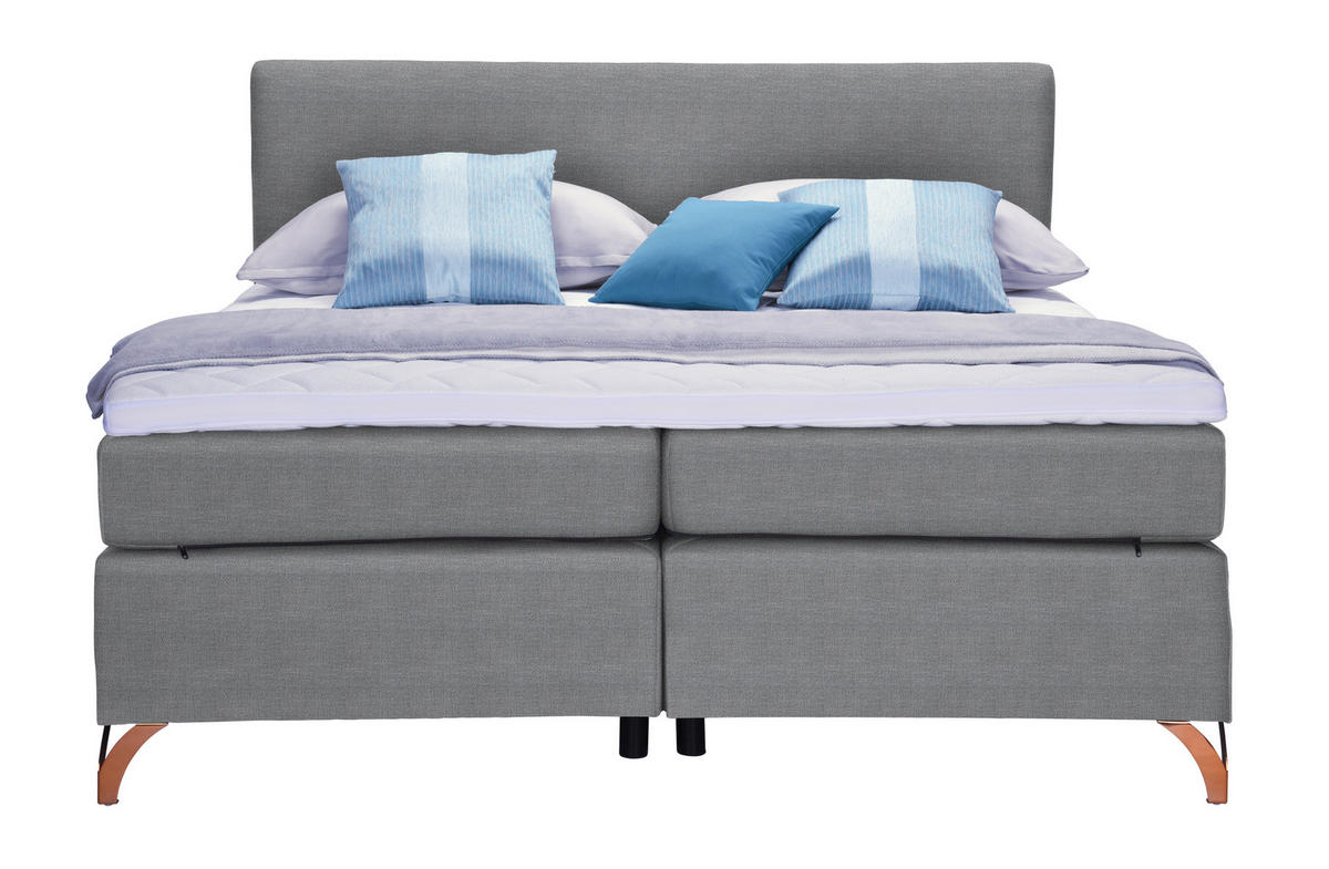 BOXSPRINGBETT 140/200 cm  in Grau  - Grau/Kupferfarben, Konventionell, Textil/Metall (140/200cm) - Esposa