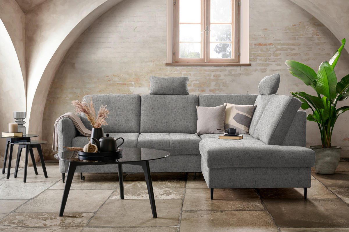 ECKSOFA in Chenille Graphitfarben  - Schwarz/Graphitfarben, Modern, Holz/Textil (241/184cm) - Carryhome