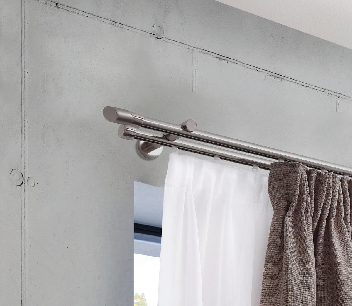 OKRÚHLA TYČ S PRÍSLUŠENSTVOM 160 cm - farba ušľachtilej ocele, Basics, kov (160cm) - Homeware