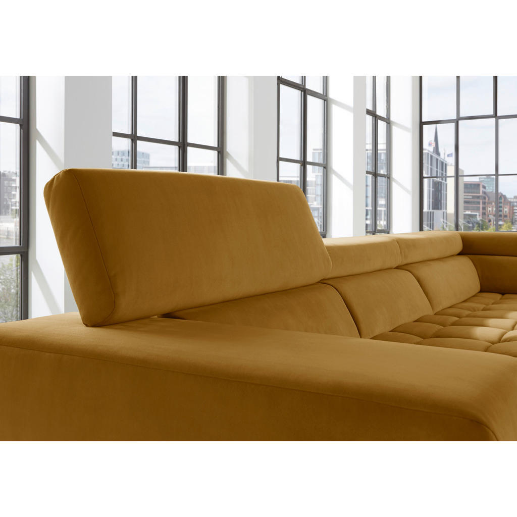 Thumbnail - Beldomo Speed Ecksofa, Grün, Textil, 4-5-Sitzer, Ottomane links, nicht einzeln stellbar, L-Form, 326x222 cm, Goldenes M,...