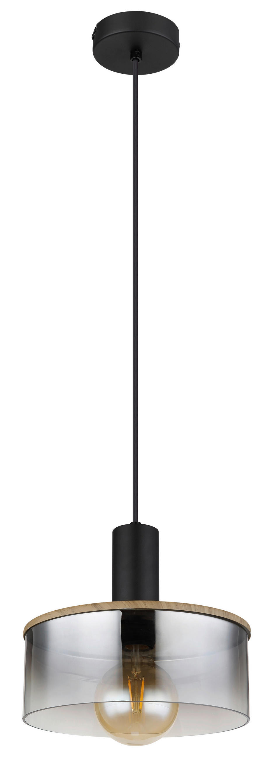 LAMPĂ SUSPENDATĂ 25/120 cm  - maro închis/negru, Design, plastic/sticlă (25/120cm) - Globo