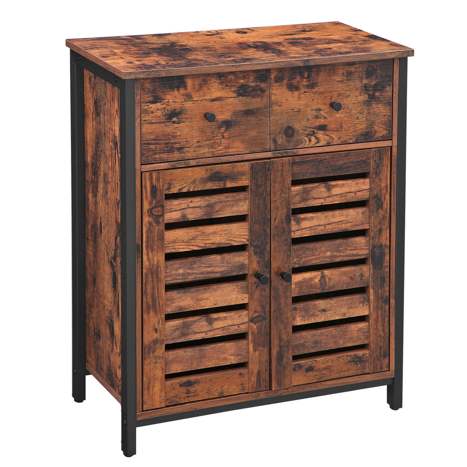 KOMODA, hnědá, černá, 70/80/30 cm - černá/hnědá, Trend, kov/kompozitní dřevo (70/80/30cm) - Boxxx
