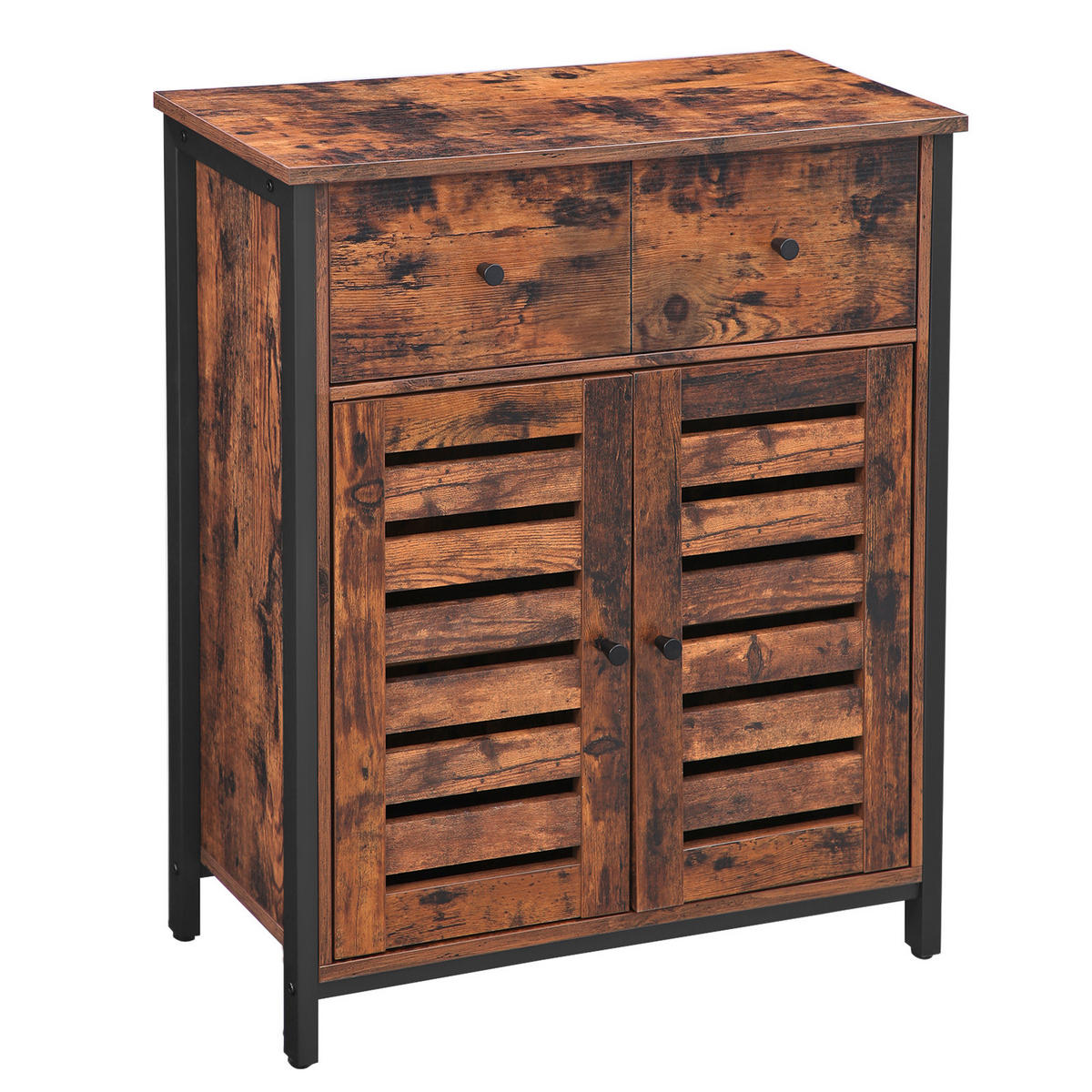 KOMODA, hnědá, černá, 70/80/30 cm - černá/hnědá, Trend, kov/kompozitní dřevo (70/80/30cm) - Boxxx