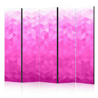 PARAVENT mit 5  Flügel - Pink/Weiß, Basics, Holz/Textil (225/172/3cm) - artgeist