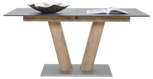 ESSTISCH in Kunststoff, Holzwerkstoff 140(180)/90/77 cm - Eichefarben/Graphitfarben, KONVENTIONELL, Holzwerkstoff/Kunststoff (140(180)/90/77cm) - Voleo