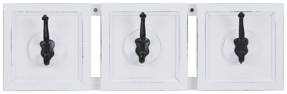 HAKENLEISTE  in Tanne vollmassiv Schwarz, Weiß  - Schwarz/Weiß, Design, Holz/Metall (58/18/9cm) - MID.YOU