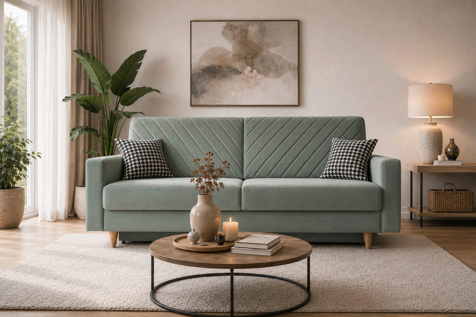 SCHLAFSOFA OSAKA in Mintgrün  - Schwarz/Weiß, Design, Holz/Kunststoff (230/96/97cm) - MID.YOU