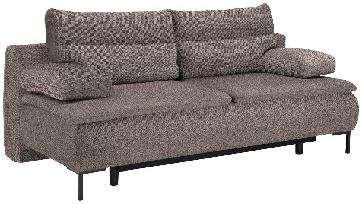 BOXSPRINGSOFA in Webstoff Braun  - Schwarz/Braun, Design, Textil/Metall (202/93/100cm) - Novel