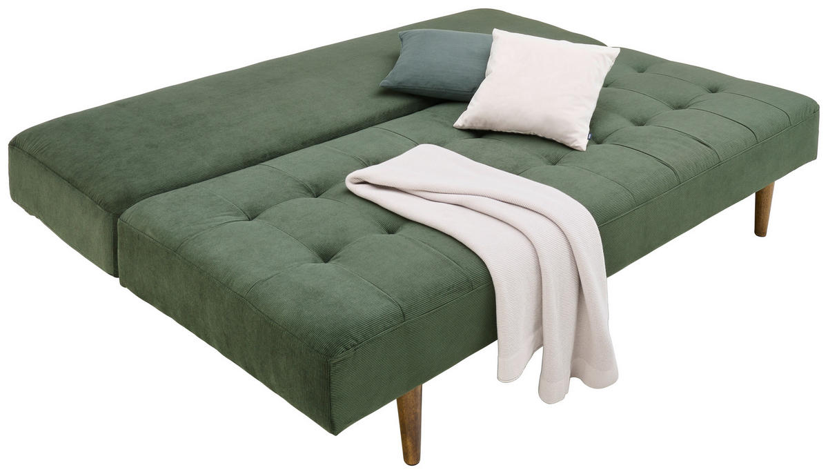 SCHLAFSOFA Mikrofaser Dunkelgrün  - Dunkelgrün/Braun, Design, Holz/Textil (200/83/105cm) - Carryhome